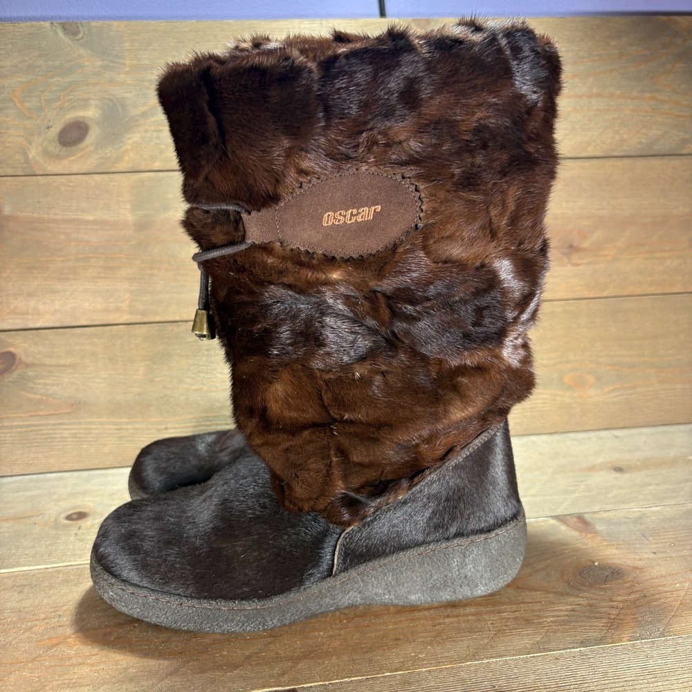 Oscar Sport Womens size 41 shoes Brown Fur Italian Apres Ski Snow Boots